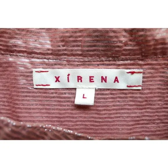XIRENA Graycen Shimmer Lurex Cotton Button Down Shirt Top Garmentory L $225 - Picture 7 of 11